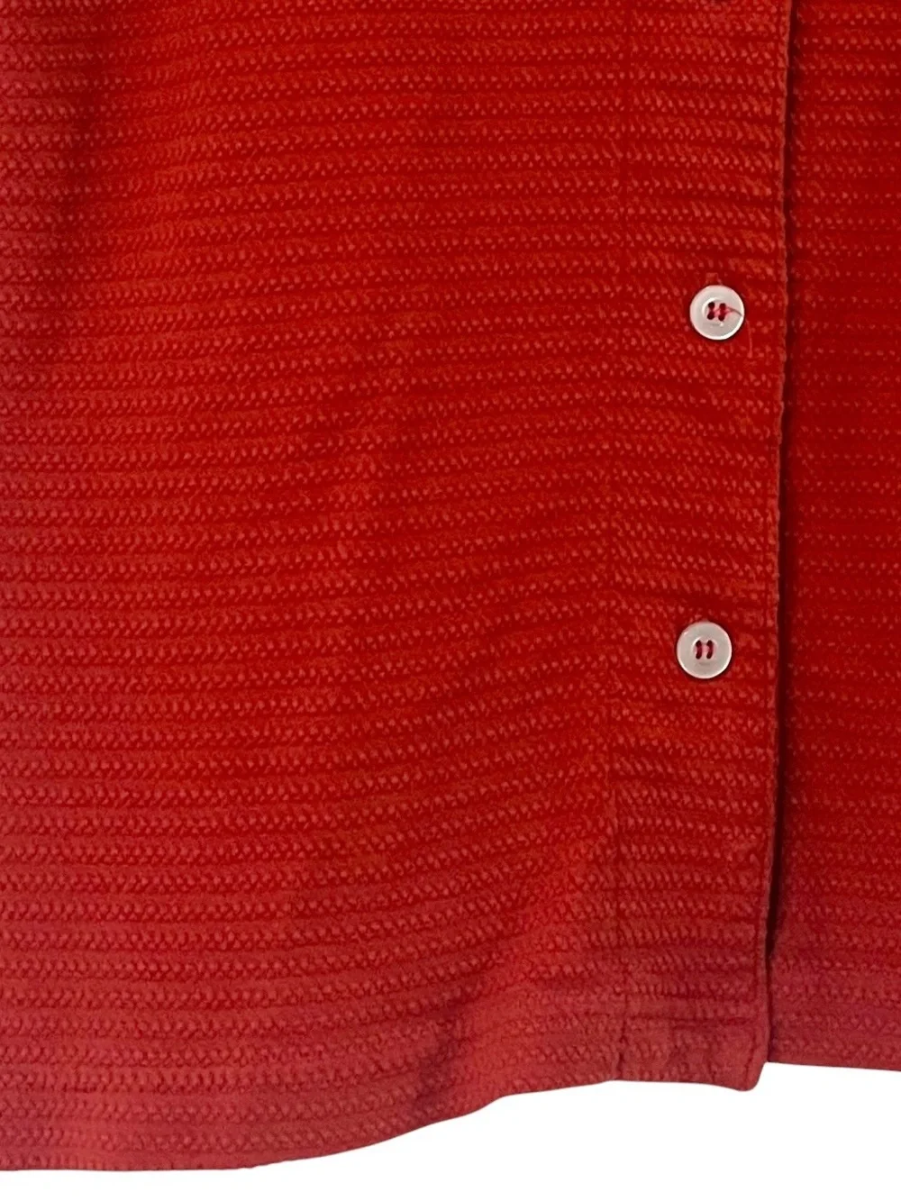 Big Bud Press Pantry Shirt S Orange Red Honeycomb Knit Camp Collar Cropped Top